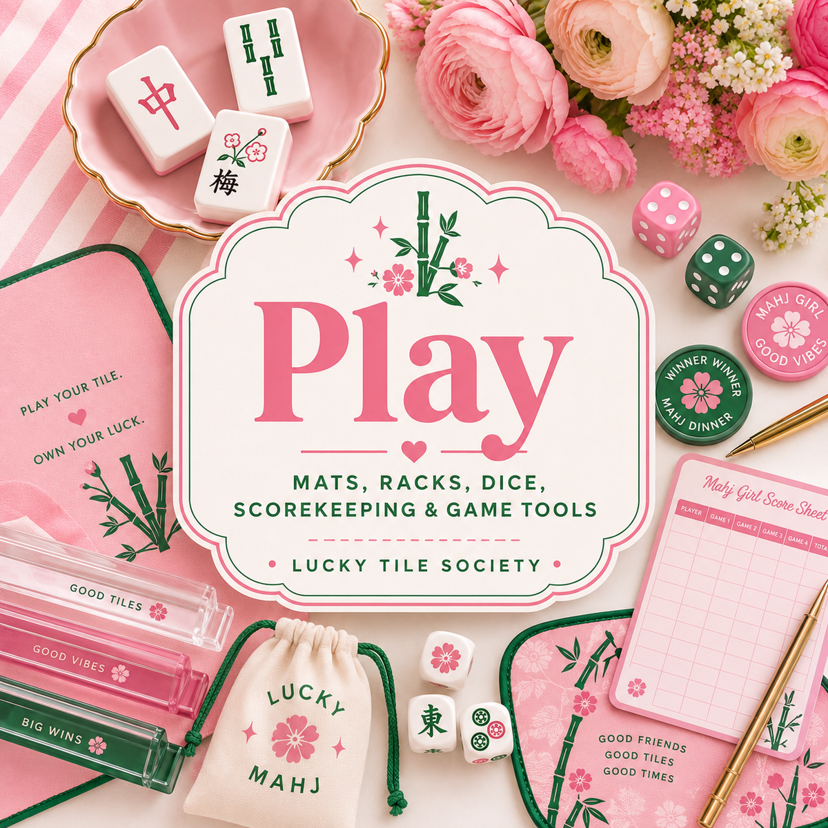 Play: Mats, racks, dice, scorekeeping and game tools