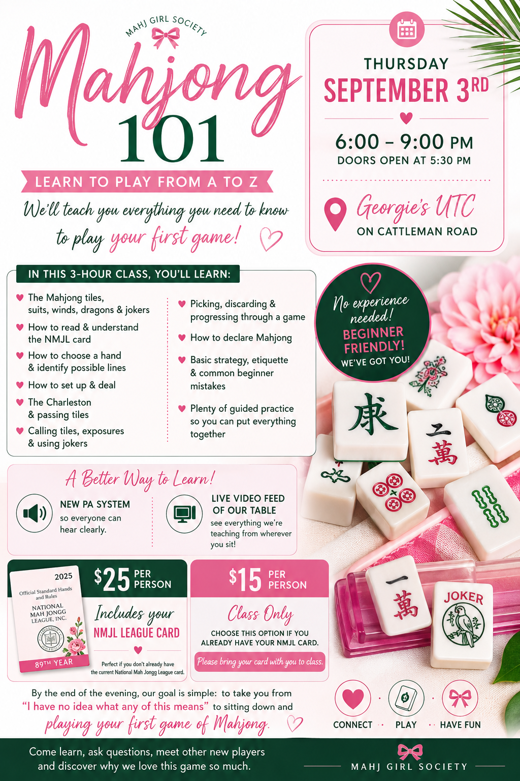 Mahjong 101 – Learn to Play from A to Z - Thursday, September 3rd