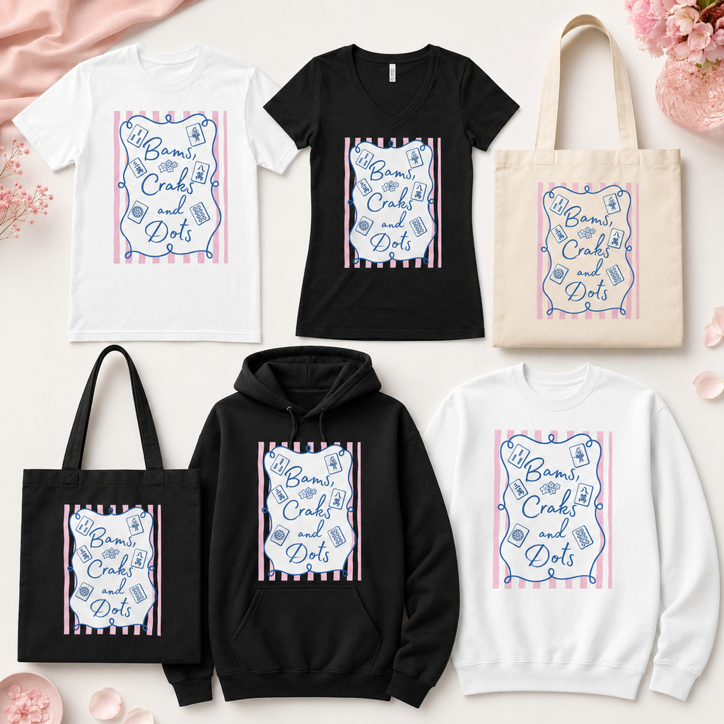 Bams, Craks & Dots Pink Stripe Mahjong Apparel