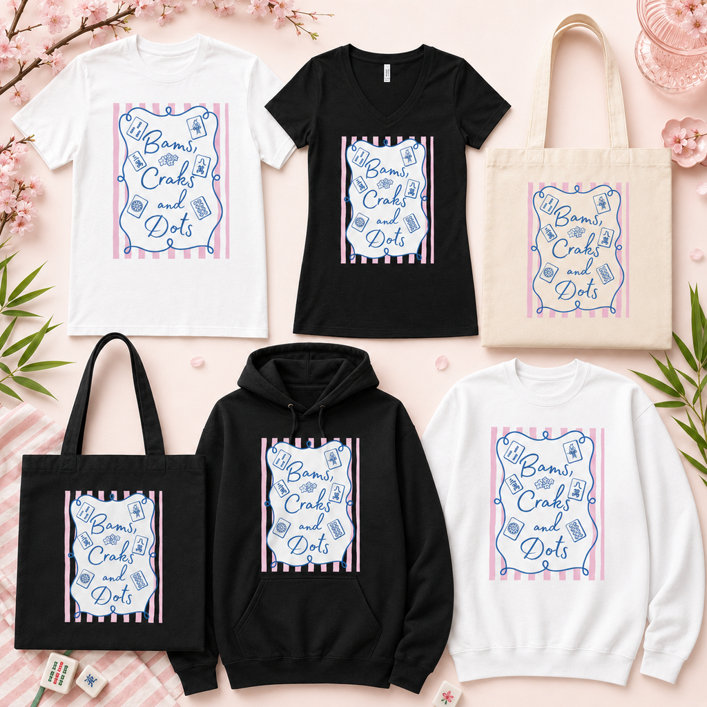 Bams, Craks & Dots Pink Stripe Mahjong Apparel