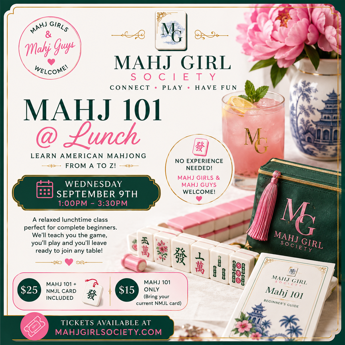 Mahj 101 @ Lunch – Learn American Mahjong | Wednesday, September 9 | 1–3:30 PM