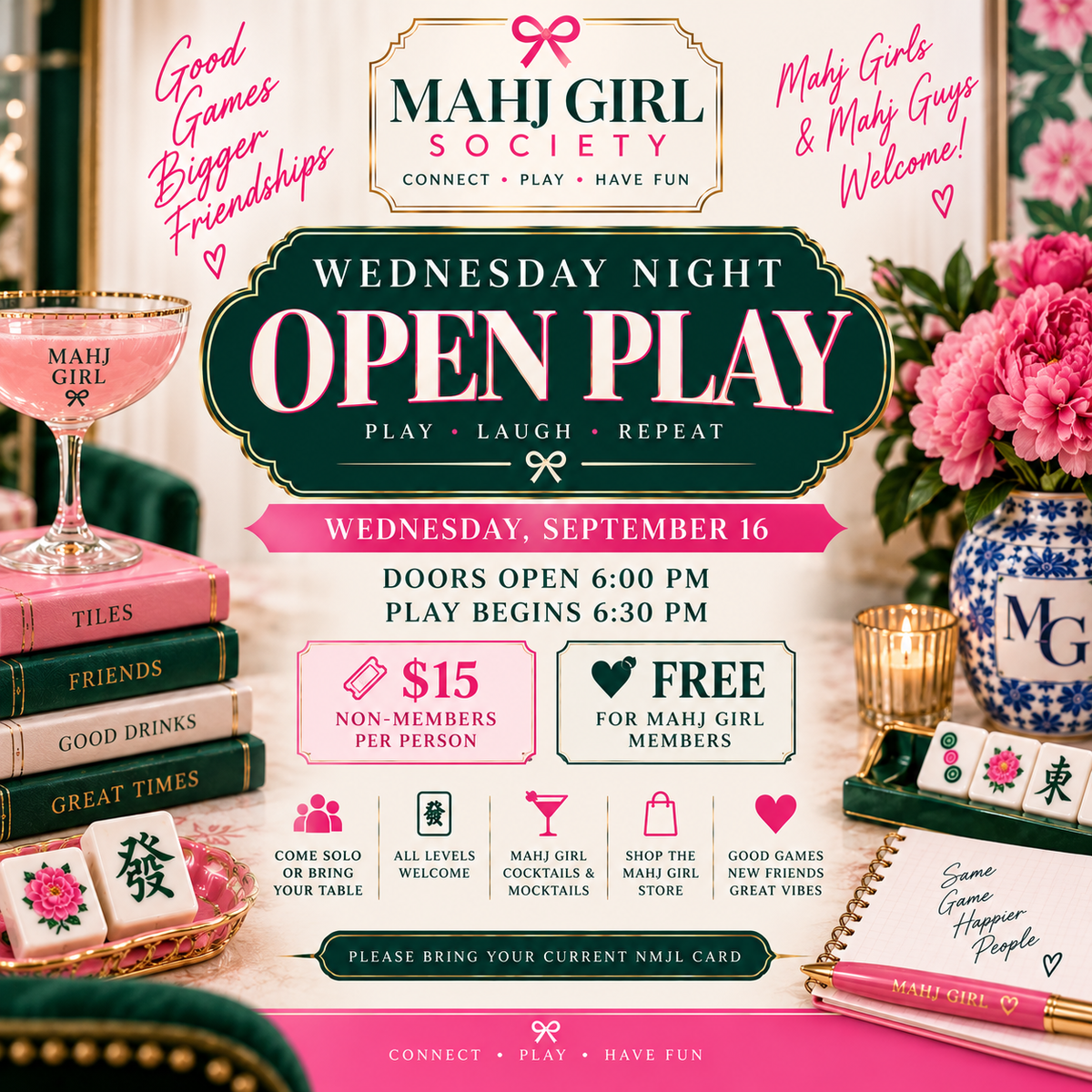 🀄️ Wednesday Night Open Play Wednesday, September 16