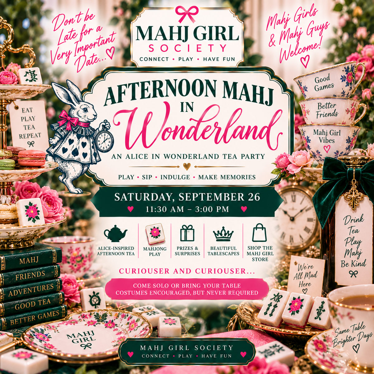 Afternoon Mahj in Wonderland – Alice in Wonderland Tea Party | Saturday, September 26 | 11:30 AM–3 PM