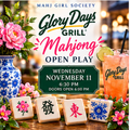 Mahjong Open Play at Glory Days UTC | November 11, 2026 — supplied promotional artwork