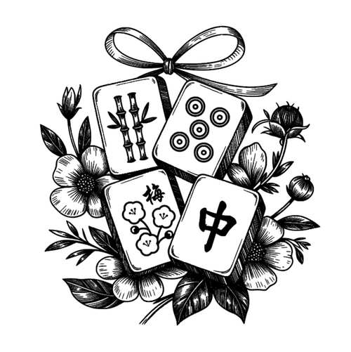Floral Mahjong Tiles & Bow
